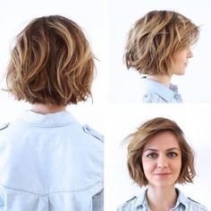 Wavy Messy Bob With Blonde Highlights Short Textured Hair, Short Shag Haircuts, Blond Balayage, Shaggy Haircuts, Haircut With Bangs, Wavy Bob Hairstyles, Short Shag