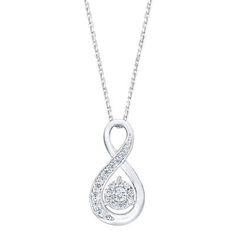 Diamond White Infinity Necklace Fine Jewelry, Diamond White Infinity Necklace, Fine Jewelry, Diamond White Infinity Necklace In Fine Jewelry, Diamond White Infinity Necklace With Diamond Accents, Elegant Infinity Necklace In Diamond White, White Gold Infinity Jewelry With Brilliant Cut, Infinity-shaped Brilliant Cut White Gold Jewelry, Formal White Gold Infinity Necklace, White Gold Infinity Necklace For Formal Occasions