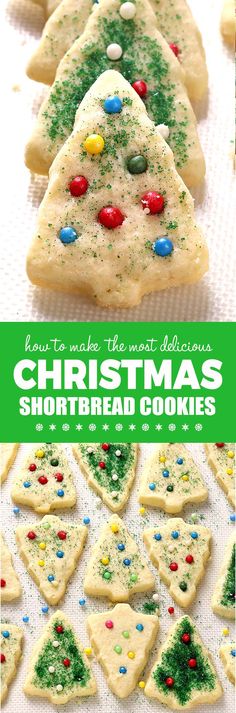 christmas shortbread cookies with sprinkles and candy on top