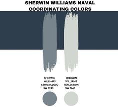 the color scheme for sherylin williams's naval coordinating colors, including blue and gray