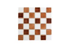 a white and brown tile with squares on it