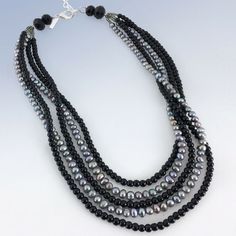 Panacea Grey Cultured Freshwater Pearl & Jet Black Bead Multi-Row Necklace New Without Tags! Gorgeous Necklace Features 2 Strands Of Small Grey Cultured Freshwater Pearls Paired With 3 Rows Of Gleaming Jet Black Beads Approximately 18" Long With 2" Extender With A Lobster Clasp Closure Black Pearl Beaded Necklaces With Round Beads, Adjustable Black Pearl Beaded Necklace, Handmade Black Pearl Beaded Necklaces, Handmade Black Pearl Necklace With Round Beads, Freshwater Cultured Pearls, Gorgeous Necklaces, Black Beads, Jet Black, Lobster Clasp