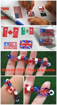 the process for making patriotic bracelets is shown