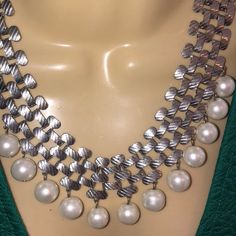 Very Cute Silver Color With White Pearls, From New York & Company White Metal Necklace For Party, Jewelry Statement, Pearl White, Womens Jewelry Necklace, Silver Color, Statement Necklace, Jewelry Necklaces, Necklaces, Women Jewelry