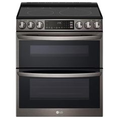 two stainless steel ovens side by side with the same burner on each one