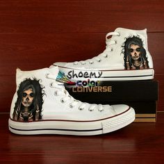 White Converse Sugar Skull Girl High Top Hand Painted Canvas Sneakers Batman Outfits