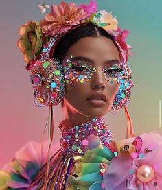 Strange Fashion, Candy Costumes, Headpiece Diy, Craft Photography, Beauty Photoshoot, Neon Fashion, Glamour Shots, Rainbow Fashion, Crazy Hair Days