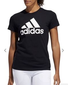 Trendy Fashion [BR3059] Womens Adidas Badge of Sport Tee, Women's Tops Color Core, Striped Shirt Women, Adidas Shirt, Sports Tees, White Brand, Adidas Tops, Cotton Logo, Active Women, Adidas Online