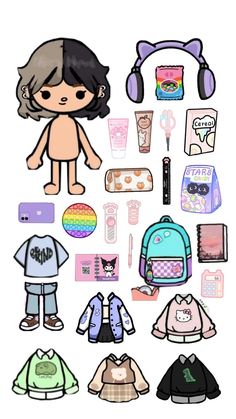 Just cute things, school supplies, clothes, food and hydration☆~ Aesthetic Toca Boca, Toka Boka, Hello Kitty Coloring, Colouring Pages, Hello Kitty, Kitty, Drawings, Color