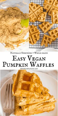 easy vegan pumpkin waffles recipe made with whole grains and ready in minutes