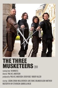 the three musketeers 2011 movie poster with characters in medieval costumes holding swords