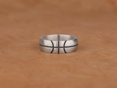 Oxidized Basketball Band Ring, Handmade 925 Sterling Silver Basketball Statement Band Ring For Boyfriend,  Cool and Unique Ring for Husband ✅ Handcrafted with love and joy, this ring will be with you for years to come, possibly even taking its place as a family heirloom for generations to come!  ✅ With its detailed handmade engravings, this silver ring will catch some serious attention and make a beautiful gift for your beloved ones. ✅ It's very elegant and classy for everyday use but also can b Silver Stainless Steel Ring With Brushed Finish, Polished Finish Band Gift, Stainless Steel Ring With Brushed Finish For Gift, Stainless Steel Ring With Brushed Finish As Gift, Brushed Finish Stainless Steel Rings For Gift, Silver Hoop Rings For Gifts, Adjustable Silver Jewelry With Brushed Finish, Sterling Silver Jewelry With Brushed Finish As Gift, Ring For Boyfriend