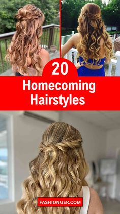 Discover 20 summer homecoming hairstyles that combine elegance with flair. Whether you prefer sleek updos or loose curls, these hairstyles are perfect for making a statement at your homecoming event. Perfect your look and leave a lasting impression with these stunning hairstyles! #HomecomingHairstyles #SummerHair #SpecialOccasion #HairstyleIdeas Homecoming Hairstyles Down Curled With Slicked, Long Hair For Homecoming, Homecoming Hair Ideas Straight, Hair Idea For Homecoming, Hairdos For Homecoming Dance, Fall Homecoming Hairstyles, Homecoming Hairstyles Long Thick Hair, Homecoming Hair Ideas Down, Hairstyles For Homecoming Dance