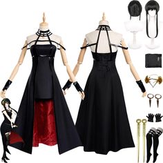 PRICES MAY VARY. Machine Wash Fastening: Zipper Spy X Family Yor Forger, Yor Forger Cosplay, Outfit Nero, Spy X Family Yor, Family Cosplay, Anime Spy X Family, Carnival Dress, Uniform Accessories, Red Black Dress