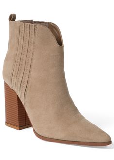 WESTERN BLOCK HEEL BOOTIES in Natural | VENUS Boots Drawing, Western Inspiration, Cowgirl Vibes, Box Dress, Western Booties, Shoes Booties, Stacked Heel, Lace Up Boots, Shoes Boots