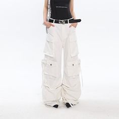 Size: S MStyle: StreetColor classification: whiteYear Season: Spring 2023Thickness: RegularClothing style details: pocketsTrouser length: Long pantsWomen's pants: Straight-leg pantsMaterial composition: Other materials size Trouser length waistline Hip circumference Leg circumference S 1 1 1 1 M 1 1 1 1 White Parachute Pants With Hip Pockets For Streetwear, White High-waisted Bottoms With Cargo Pockets, White High Waist Bottoms With Cargo Pockets, High Waist White Bottoms With Cargo Pockets, White High Waist Cargo Pants For Streetwear, High Waist White Cargo Pants For Streetwear, White Baggy Cargo Pants With Hip Pockets, White Cargo Pants With Hip Pockets For Streetwear, Trendy White Pants With Side Pockets