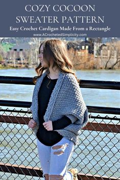 the cozy cocoon sweater pattern is easy to crochet and can be worn with any