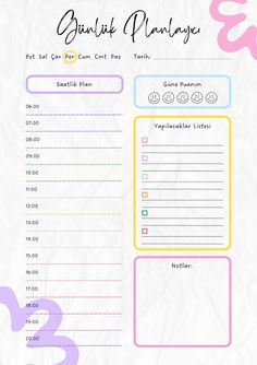 Renkli planlayıcı Canva Planner, Bullet Journel, School Schedule, School Notes