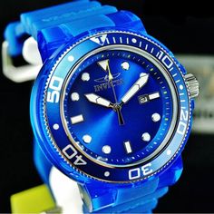 Invicta Men's 52mm Grand Pro Diver Anatomic Case Blue Label Blue Tone Ss Watch Details Movement: Sii Pc32 Quartz Movement Country Of Origin: Japan Case Measurements: 52mm Thickness: 16.65mm Case Material: Stainless Steel Bezel: Unidirectional Rotating Crystal: Mineral Dial Material: Metal Crown: Push/Pull Complications: 3:00 - Date Window Strap: Silicone Strap Measurements: 8.19" L X 29.8mm W Clasp: Buckle Water Resistance: 10 Atm - 100 Meters - 330 Feet Watch Country Of Origin: Japan Durable Blue Watch With Round Dial, Blue Outdoor Watch With 10atm Water Resistance, Luxury Blue Stainless Steel Watch Accessories, Classic Blue Watch With 10atm Water Resistance, Blue Automatic Watch For Outdoor, Blue Watches With 10atm Water Resistance, Blue Stainless Steel Watches With Tachymeter, Luxury Blue Diving Watch Accessories, Blue Water-resistant Watch With Round Dial