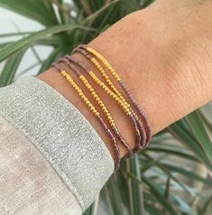 Wrap bracelet with seed beads layering necklace elegant | Etsy Beaded Braclets, Loom Jewelry, Necklace Elegant, Tiny Earrings, Bead Loom, Layering Necklace, Loom Beading, Bracelet Stack, Gold Plated Jewelry