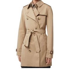 Burberry Pieces Represent Class And State Of The Art Designs! This Stunning Trench Is Just Chic And Fab! Tags: Burberry, Trench, High-End Luxury, Autumn Fashion The Kensington Style Short Trench Features The Classic Burberry Pattern Lining Double - Breasted Button Fastening Long Sleeves Light Beige Cotton Tied Waist Classic Lapels Measures Approx 36” L, 16” W Across Chest, 30” L Sleeves. All Measurements Are Taken Flat, And Buttoned Up Size Uk 48, Us Medium Buttons Are Darker Than Stock Photos Main Top Tag Has Small Red Marks On It, Back Bottom Button Missing Near Seam - See Last Image. Other Than That, This Item Is In Almost Perfect Condition Burberry Pattern, Short Trench Coat, Burberry Trench, Red Marks, Burberry Jacket, Almost Perfect, Trench Coats Women, Light Beige, Art Designs