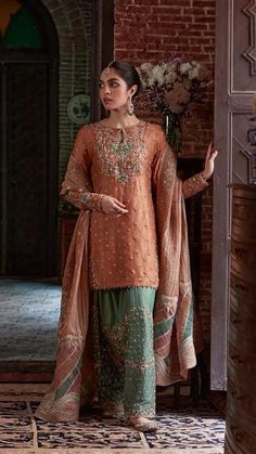 Rust Orange Pakistani Dress, Pooja Keyur, Faiza Saqlain, Dupatta Dress, Pakistani Formal Dresses, Raw Silk Fabric, Wedding Clothes, Pakistani Wedding Dresses