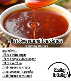 the recipe for best sweet and sour sauce is shown in this advertisement