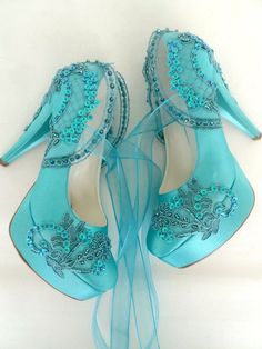 Embellished Lace Wedding Shoes, Teal Satin Embroidered Bridal Shoes Tiffany Blue Wedding Sneakers, Quinceanera Shoes Heels Veaul, Turquoise And Gold Wedding Dresses, Colorful Wedding Shoes Veaul, Aquamarine Satin Shoes, Mermaid Shoes Heels, Mint Wedding Shoes Bride, Ivory And Turquoise Accented Wedding Dress, Turquoise Satin Shoes