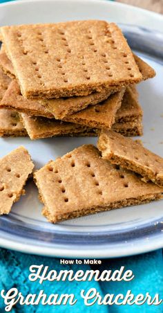 homemade graham crackers stacked on a plate