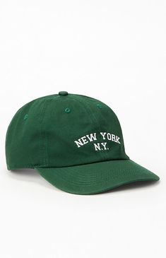 The New York Dad Hat from PacSun brings classic style to your everyday look. Featuring breathable eyelets and a curved brim, this hat offers comfort and effortless cool. The bold New York embroidery adds a stylish touch, while the adjustable strapback ensures a perfect fit for all-day wear.Solid color dad hatCanvas constructionBreathable eyeletsCurved brimNew York embroideryAdjustable strapbackOne size fits most PacSun Womens New York Dad Hat - Green Hat New York, Texture Socks, Thick Headbands, White Beads Bracelet, Women Hats, Green Hat, Shop Accessories, Green Hats, Sunglasses For Women