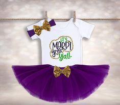 Its Mardi Gras Y'all - Mardi Gras tutu onesie outfit for Newborn, Baby & Little Girl's Mardi Gras Tutu, Onesie Outfit, Newborn Tutu, Mardi Gras Outfits, Queen Outfit, Baby Legs, Tutu Outfits, Fat Tuesday