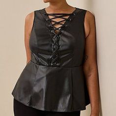 Smoke-Free, Cat-Friendly Home Leather Peplum Tops, Leather Peplum, Buy List, Black Outfits, Fitted Wedding Dress, Faux Leather Fabric, Peplum Hem, Deep Black, Leather Lace