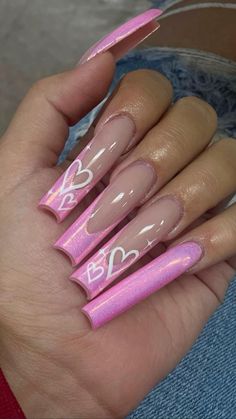 Pink Tip Nails, Vday Nails, Sculpted Nails, Nails Only, Sparkly Nails, Pink Acrylic Nails