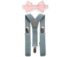 Light pink bow tie and gray suspenders for weddings #groom #groomsmen #ringbearer Fitted Belts And Suspenders For Summer Party, Elegant Suspenders For Party Suit Accessories, Elegant Adjustable Belts And Suspenders For Wedding, Elegant Belts And Suspenders As Gift, Adjustable Elegant Wedding Sets, Elegant Adjustable Wedding Sets, Adjustable Bow Tie For Spring Party, Light Pink Bow Tie, Light Pink Bow