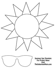 the sun with sunglasses for kids to color and cut out on it's side