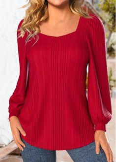 Color:Red;Size:S;Size:M;Size:L;Size:XL;Size:XXL;Package Contents:1 X T Shirt;Occasion:Other;Style:Casual; Red Solid Color Crew Neck Sweater, Red Crew Neck Sweater Solid Color, Red Crew Neck Sweater With Solid Color, Red Solid Color Winter Tops, Red Winter Tops, Red Solid Color Sweater For Fall, Red Ribbed Long Sleeve Tops, Red Knit Tops For Winter, Elegant Dresses Plus Size