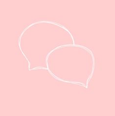 two speech bubbles on a pink background with the words love written in white ink above them