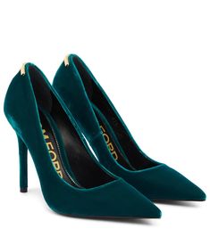 T-logo velvet pumps Velvet Pumps, Blue Pumps, Shoe Closet, Stiletto Pumps, Crazy Shoes, Shoe Game, Cute Shoes, Tom Ford, Shoe Collection