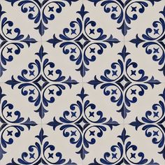 a blue and white tile pattern with stars