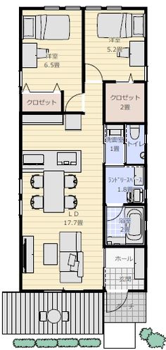 the floor plan for an apartment with two bedroom and one bathroom, in japanese style