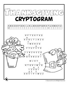 a coloring page with the words thanksgiving cryptgram