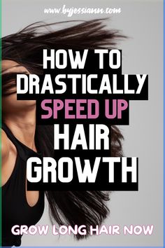 Grow hair faster in a month and drastically speed up hair growth with these easy hair growing tips! Includes how to grow hair past shoulders, how to make hair grow faster, and fast hair growth remedies! Best Hairstyles To Grow Out Hair, Hair Growth Plan, Tricks To Grow Hair Faster, Fruits That Help With Hair Growth, Tips To Grow Your Hair Faster, Home Hair Growth Remedies Diy, What Makes Your Hair Grow Faster, Best Way To Grow Hair Fast, Things To Help Your Hair Grow Faster