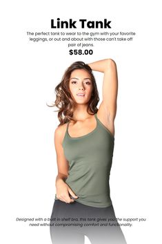 The perfect tank to wear to the gym with your favorite leggings, or out and about with those can't take off pair of jeans. Designed with a built in shelf bra, this tank gives you the support you need without compromising comfort and functionality. Favorite Leggings, Built In Shelf, Out And About, Shelf Bra, Military Green, The Gym, Long Tops, Built In, Slim Fit