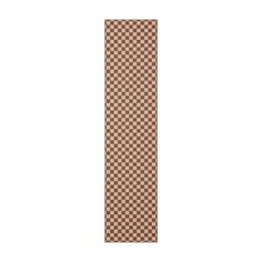 a brown and white checkered runner rug