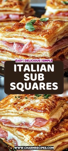 the italian sub squares are stacked on top of each other