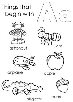 an alphabet worksheet with pictures of animals, letters and other things to learn