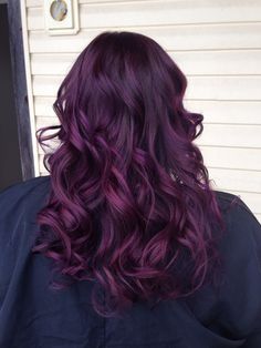 purple balayage                                                                                                                                                                                 More Burgundy Plum Hair Color, Plum Purple Hair, Purple Balayage, Ombre Dark, Dark Purple Hair, Reddish Purple, Cherry Hair