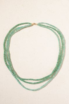 EXCLUSIVE AT NET-A-PORTER. JIA JIA's 18'' necklace is strung by hand with dainty emeralds – the vibrant stone is believed to symbolize wisdom, love and good fortune. It's layered with three strands in varying lengths and fastens with a gold lobster clasp. Gold Jewlry, Gold Emerald Necklace, Clothing Png, Healing Era, Large Bead Necklace, Hobby Ideas, Green Accessories, Layered Chokers, Emerald Bead