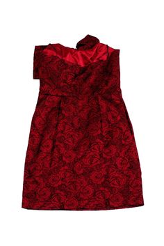 Look as pretty as a rose with this stand out dress. Designed with a rose pattern on the fabric in a strapless silhouette. A large bow complements the bust area. Perfect for any evening event, you will be the best dresses guest. Size 4 79% acetate, 18% nylon, 3% elastane Concealed back zipper Rose pattern on fabric Strapless silhouette Bow on front Side pockets Lined Above knee Re-sewn hook & eye closure Bust 30" Waist 27" Shoulder to hem 27.5" Elegant Rose Print Dress For Night Out, Elegant Evening Dress With Rose Print, Elegant Rose Print Evening Dress, Strapless Party Dresses With Rose Detail, Elegant Red Dress With Rose Print, Elegant Red Rose Print Dress, Red Rose Print Evening Dress, Pattern On Fabric, Dresses Guest