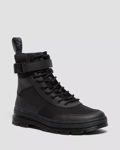 Combs Tech Poly Casual Boots in Black | Dr. Martens Utility Boots, Bestie Outfits, Tech Wear, Black Dr Martens, Doc Marten, Patent Boots, Sandal Platform, Lace Socks, Clothes Ideas